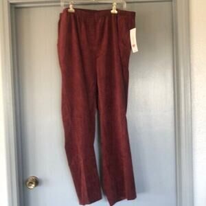 NWT WOMENS ALLISON DALEY II STRETCH WAIST CORDUROY MAROON PANTS Size 22W PULLON